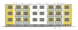 Barevný návrh zateplené fasády - žlutobílý